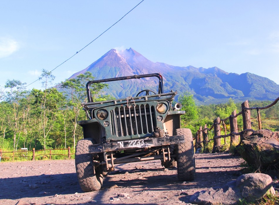 Adventure to Merapi Jeep Sunrise Borobudur Temple and White River Rafting to Upper Progo River